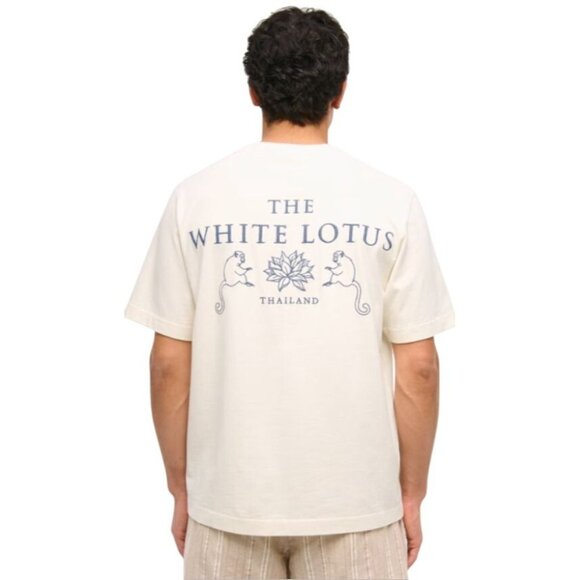 Abercrombie & Fitch Premium The White Lotus Cream Graphic Tee Men's Size Large - Picture 2 of 16